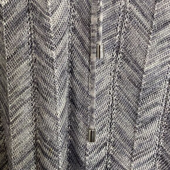 WHBM Long Tunic V-Neck Dressy Sweater‎ Flare Sleeve Metallic Silver Grey M - Picture 11 of 14